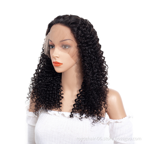Fashion Virgin Cuticle Aligned Long Brazilian Human Hair Afro Kinky Curly Lace Front Wig For Black Women